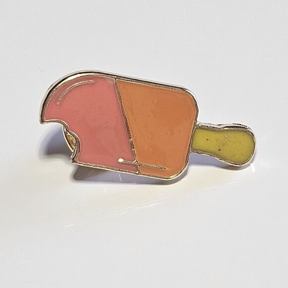 Gold Tone Pink Orange Yellow Enamel Popsicle Pin Lapel Hat - Picture 9 of 9